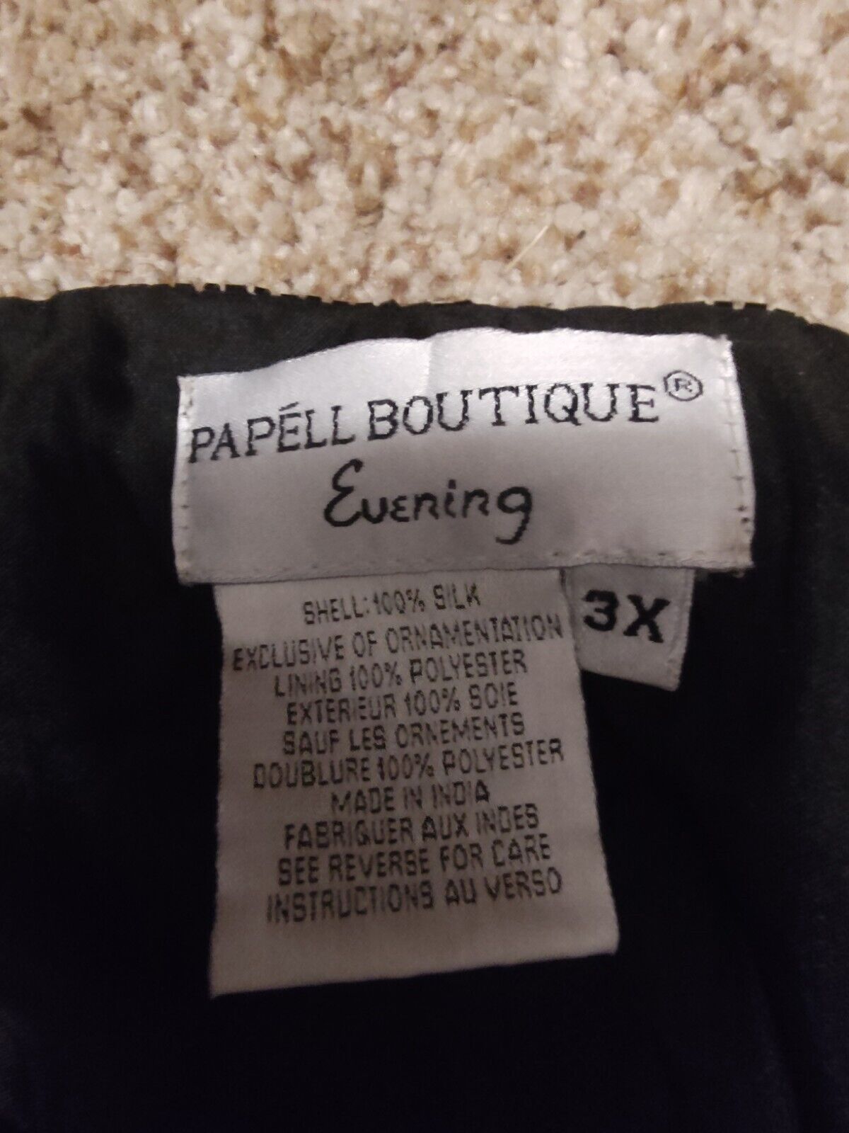 Papell Boutique Evening Black Leaves Embroidered Beaded Top Blouse Sz 3xl