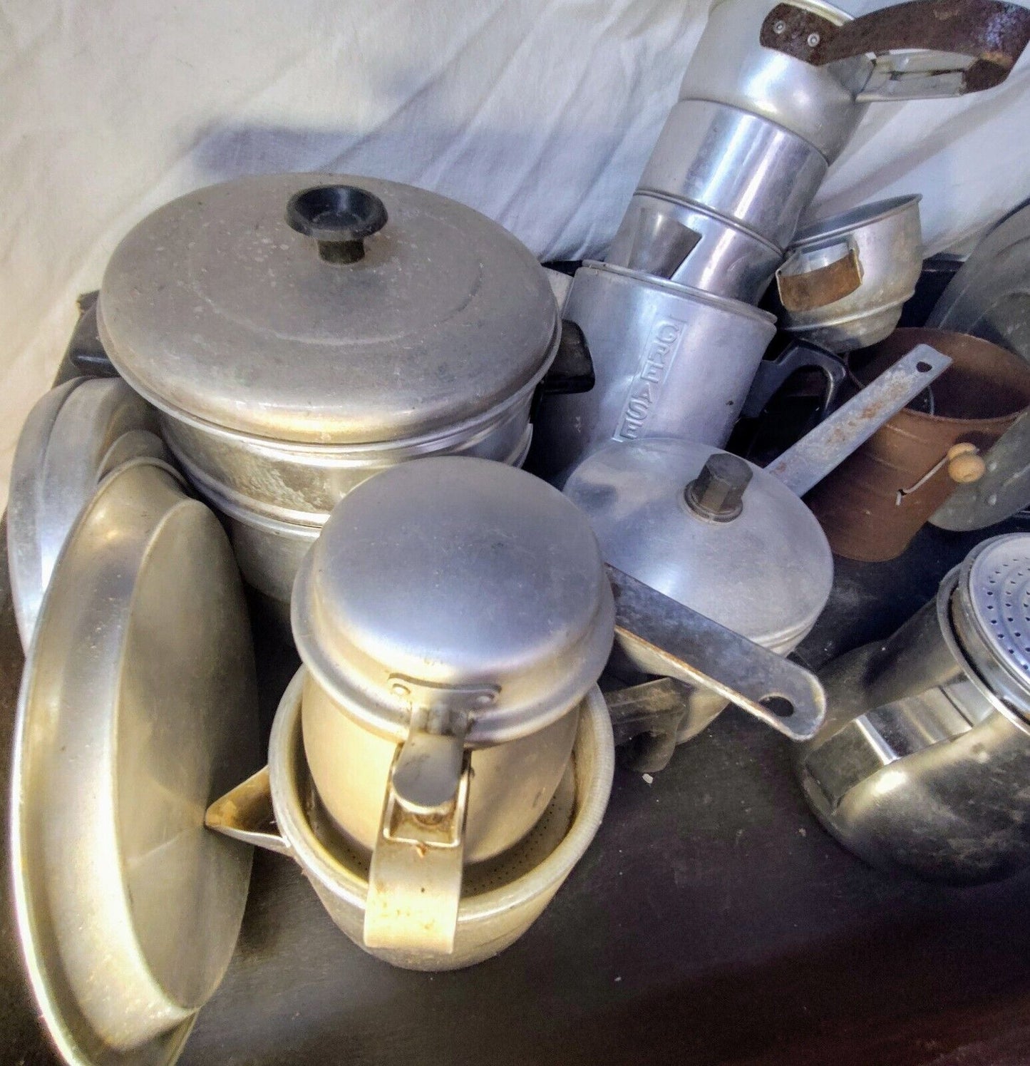 LOT Vintage Camping Cookware Pans Coffee Pots Pressure Cooker Survival Antique