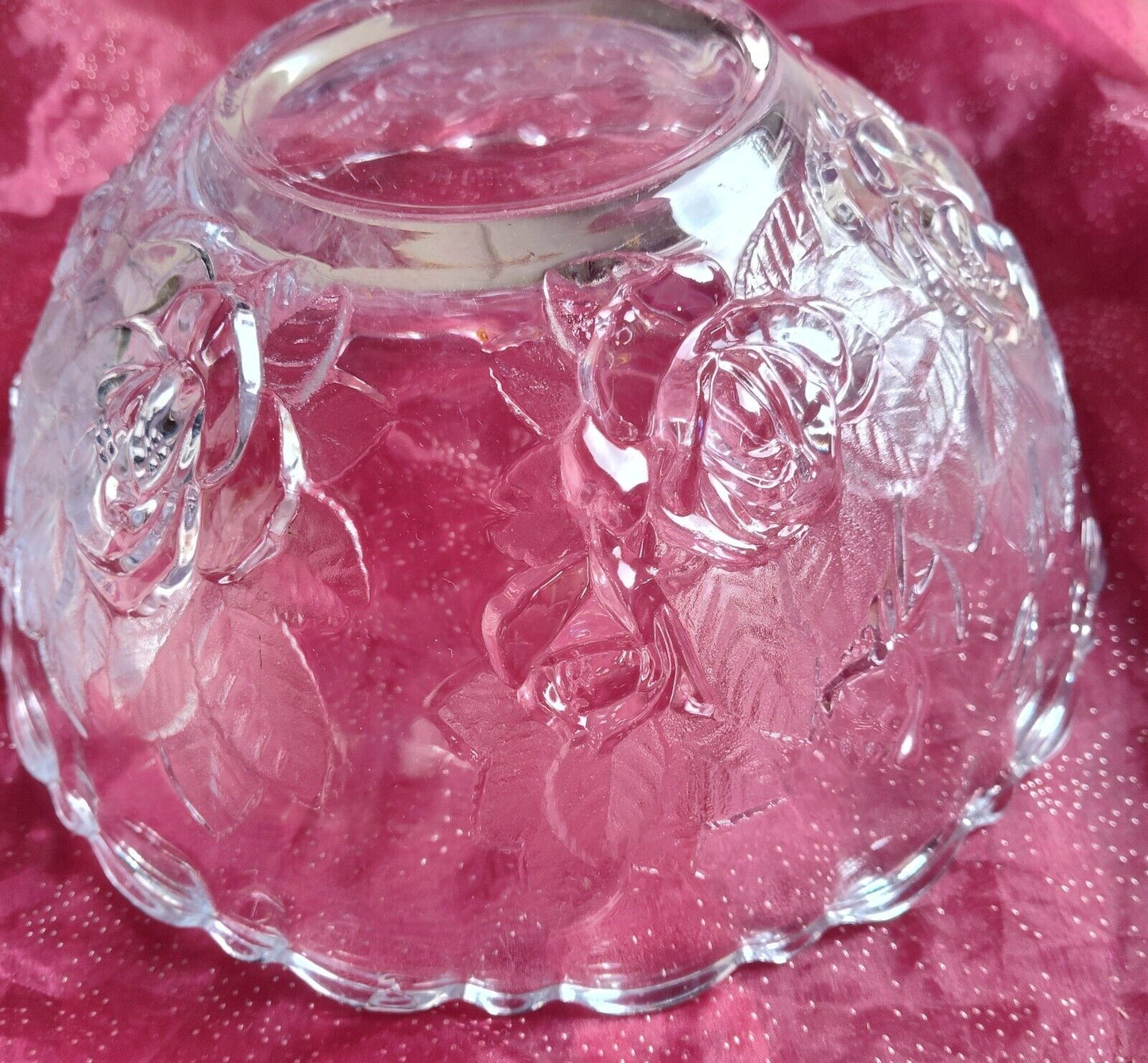 Absolutely Gorgeous Vintage Crystal Cut Glass Bowl 12" Floral Pattern Mint Cond.