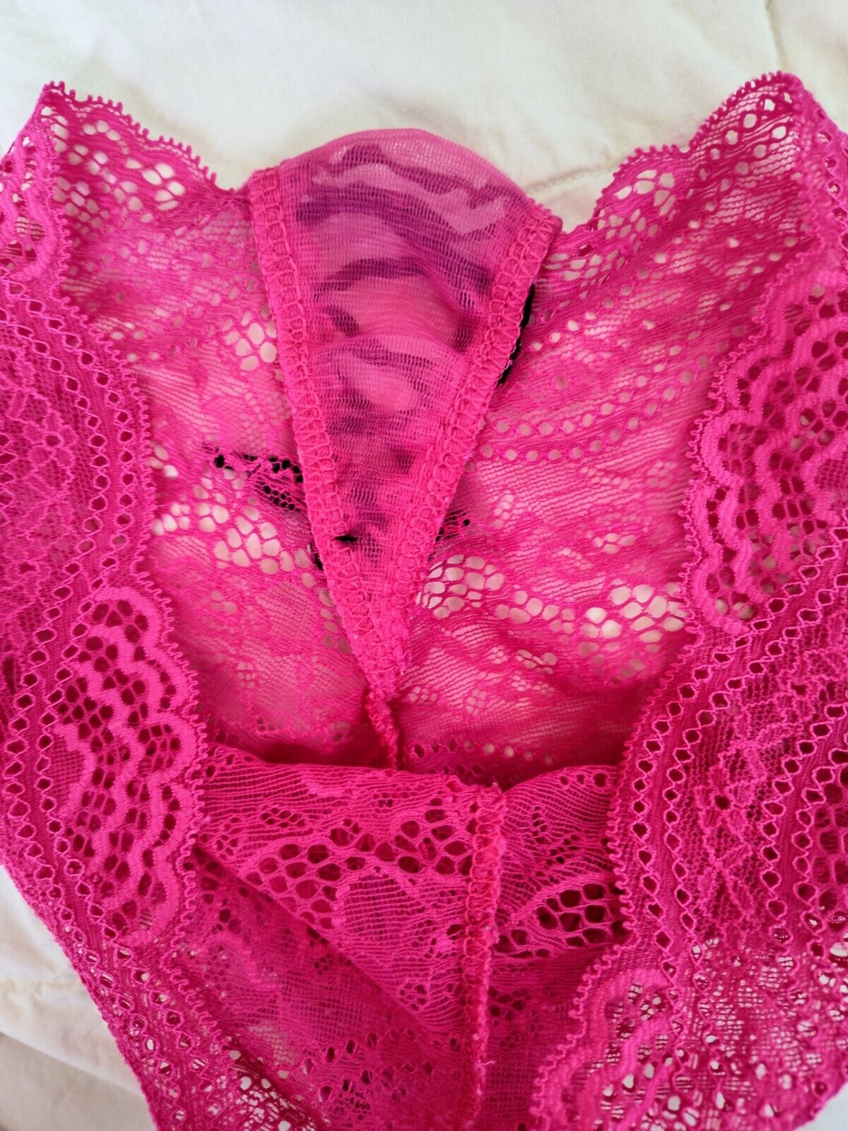 Victorias Secret  Lace Up Boyshort Underwear Pink All Over Lace