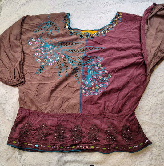 Fairy Stevie Knicks Boho Witchy Women’s Urban Mango Iridescent Top Blose Size M