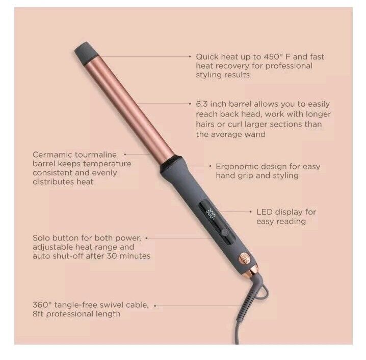 Hairitage Ceramic And Tourmaline Curling Wand For Curls Every Time Easy To Use