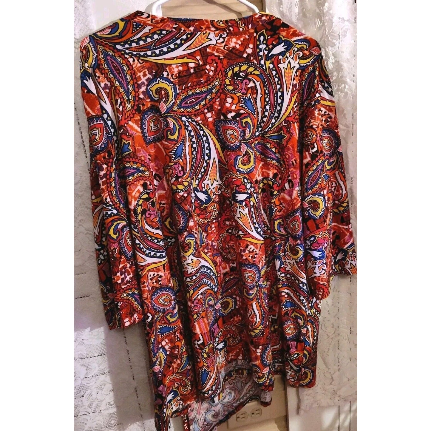 Attitudes By Renee Tunic Top 2XLP Boho Asymmetric Fall Classic Flowy Multicolor