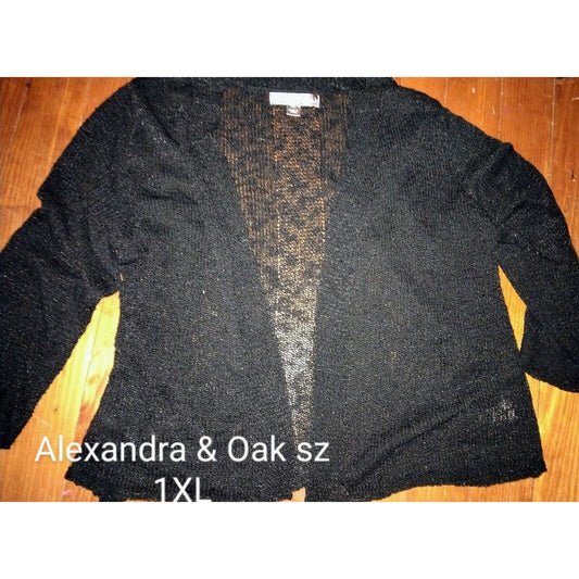 ALEXANDRA & OAK Womens Cardigan Open Front Sweater Black NWT Size Xxl Sheer