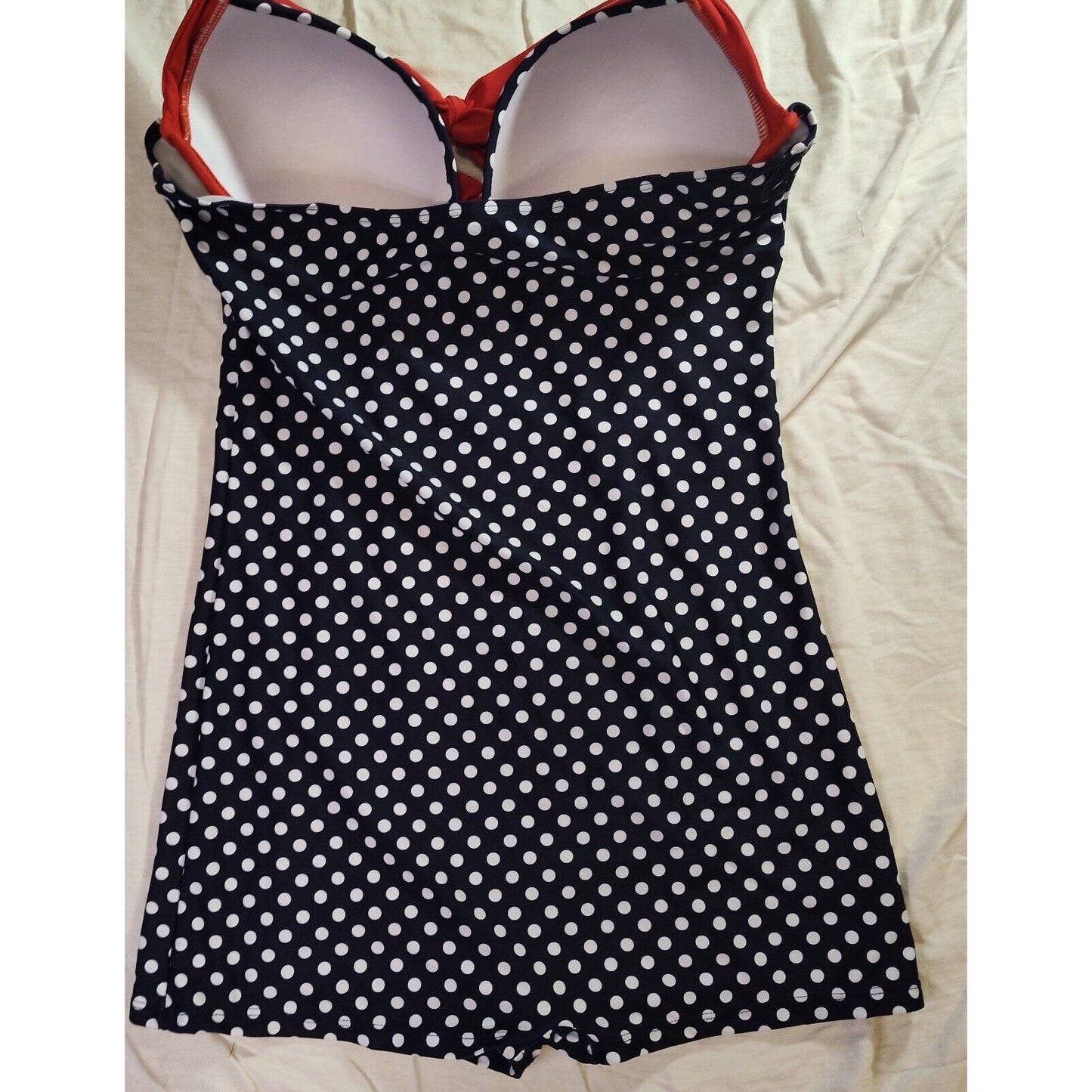 Womens Plus Sz One Piece Swimwear VTG Inspired 40s Polka Dot Swimsuit Bra 4XL