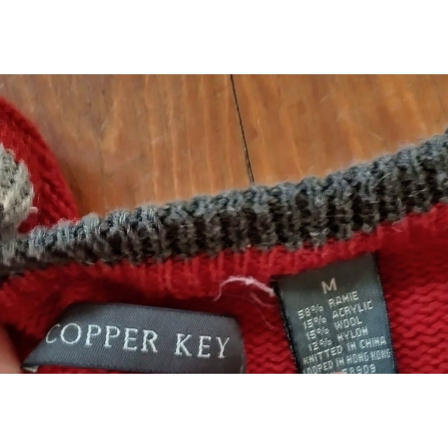 Vintage Copper Key Ramie Blend Grandpa Sweater Size M Cozy Fall Style Layering