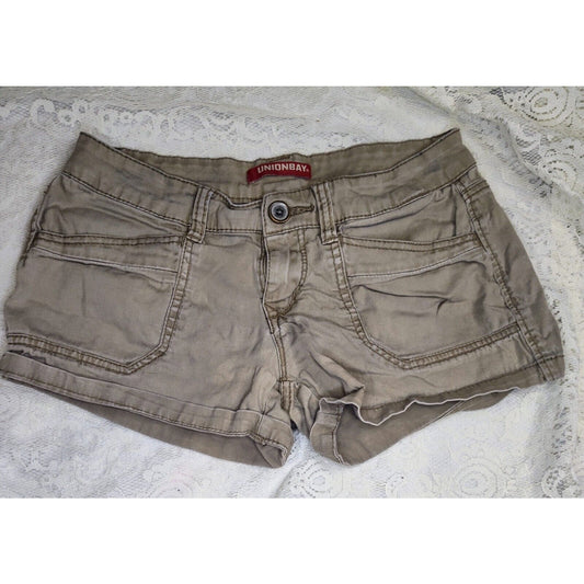 Union Bay Y2k Khaki Booty Shorts Junior Womens Size 5 Cotton Pockets Belt Loop