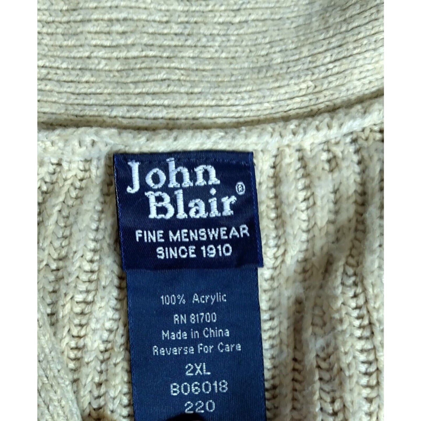 John Blair grandpa Cardigan Sweater Mens 2XL Cable Knit Casual Comfy VTG Button