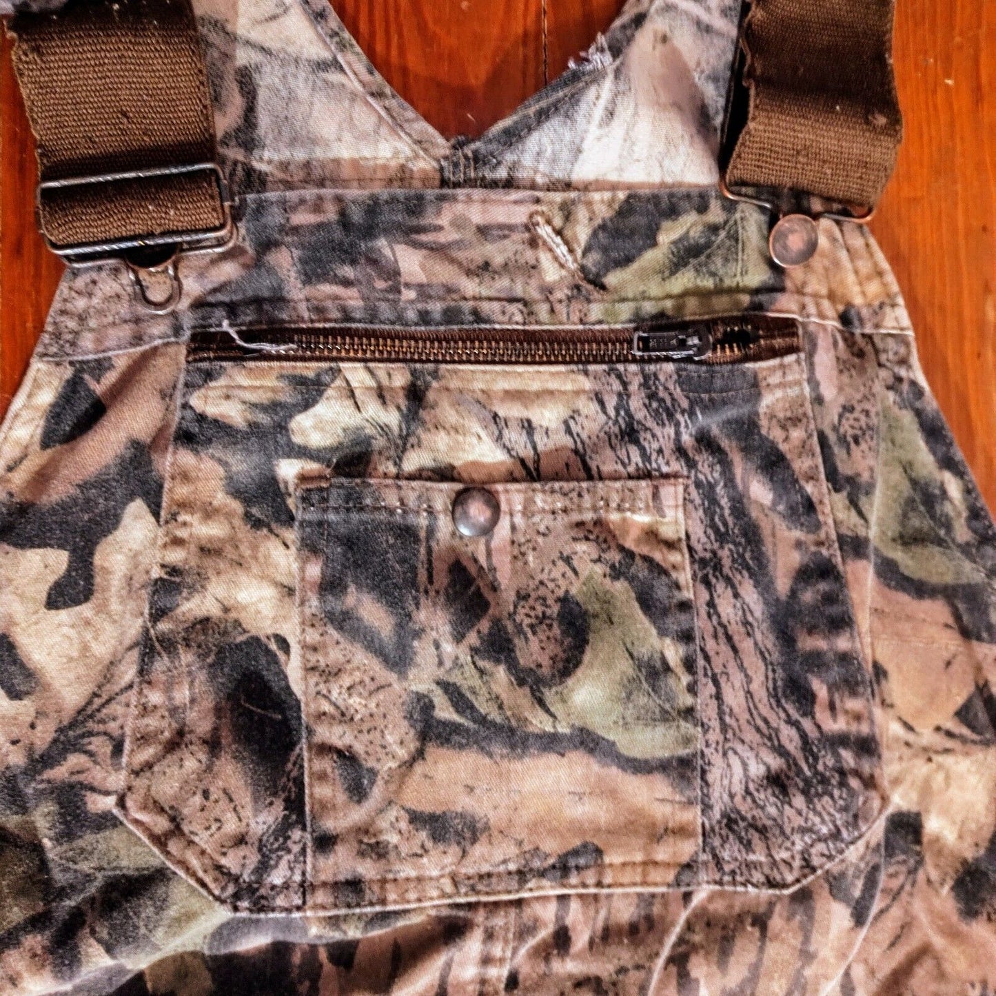 Gorpcore VTG Mossy Oak Camo Overalls Heavy Cotton Bib Camouflage Sz XL USA Made