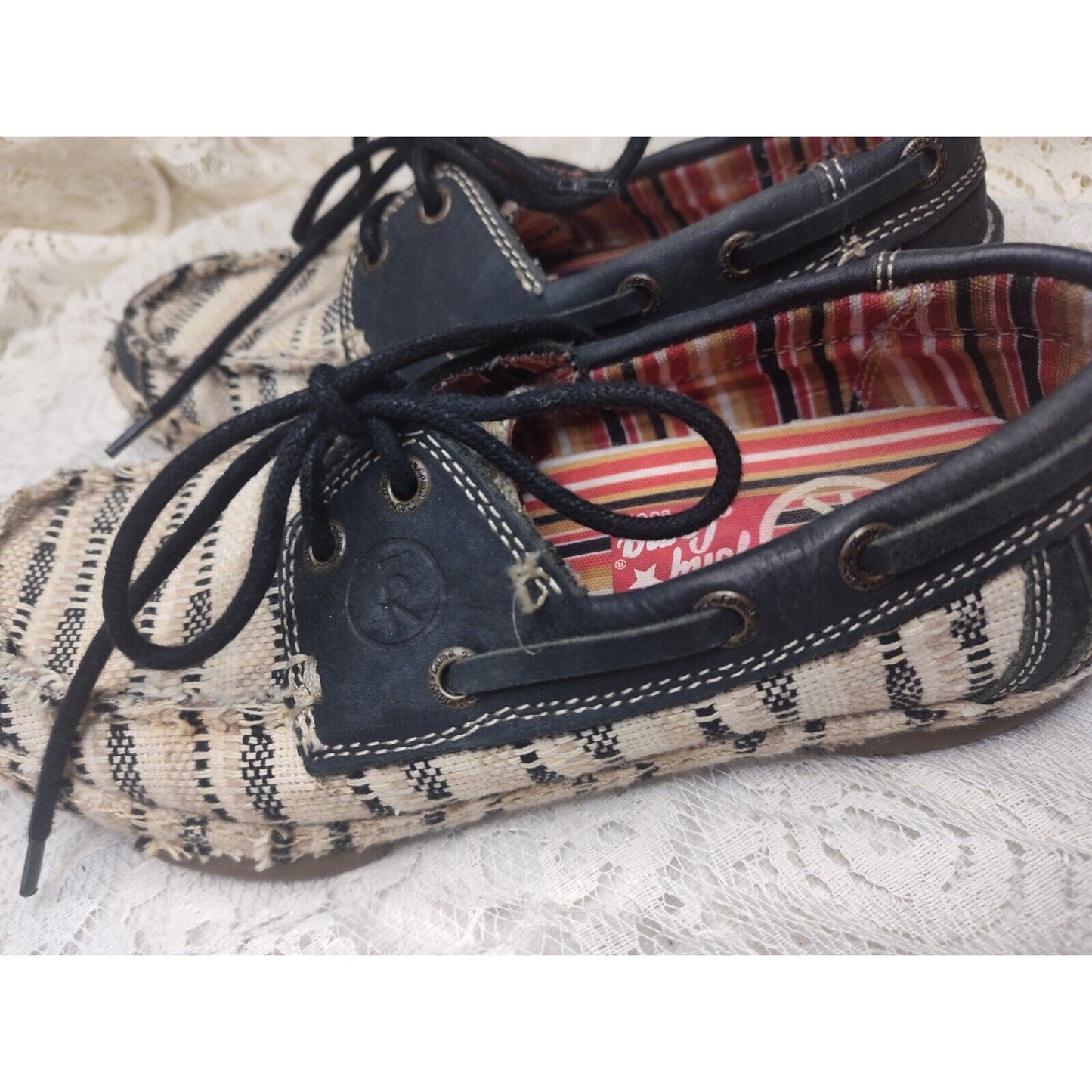 Tony Lama Lindale Women’s Woven Fabric Boat Dock Loafer Slip On Shoes Size 7B