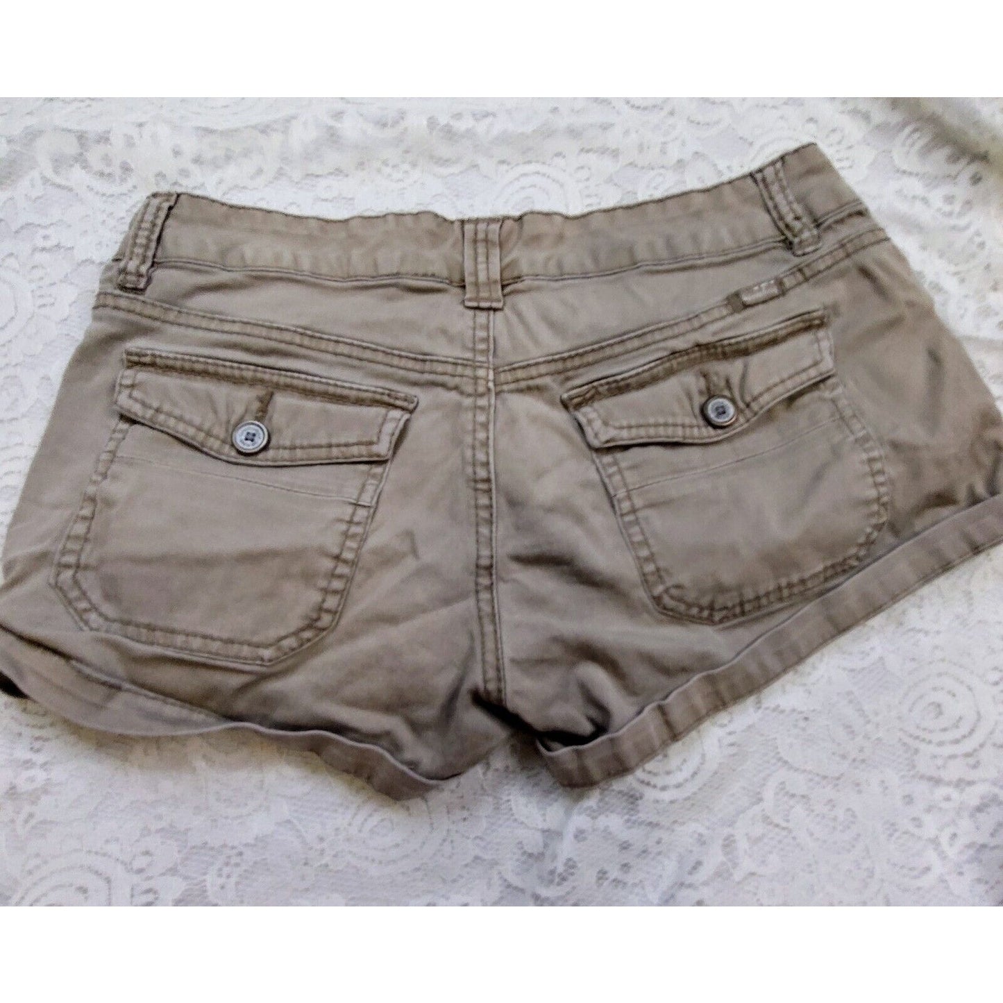 Union Bay Y2k Khaki Booty Shorts Junior Womens Size 5 Cotton Pockets Belt Loop